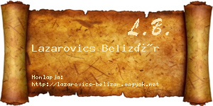 Lazarovics Belizár névjegykártya